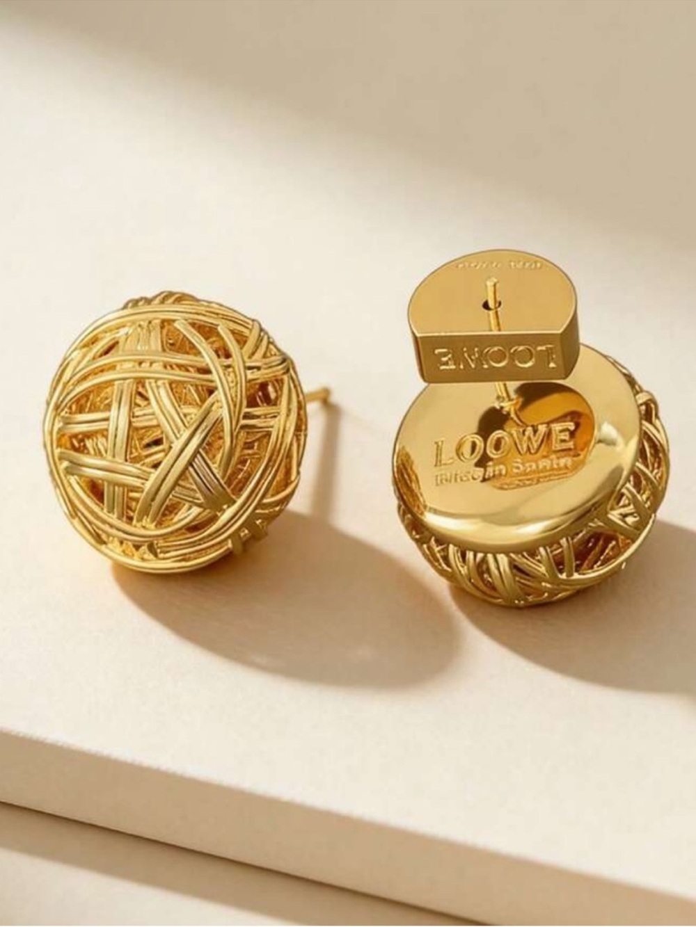 Loowe Gold Woven Ball Earrings